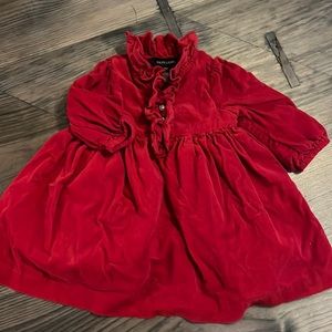 Ralph Lauren Baby Corduroy Red Holiday Dress with buttons